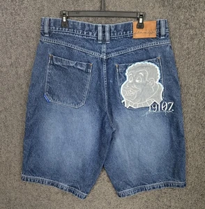 Vintage FUBU Fat Albert Jean Shorts Men's 38 Baggy Embroidered 14" Inseam 2000s - Picture 1 of 15