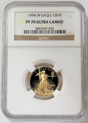 1994 W GOLD $10 PROOF AMERICAN EAGLE 1/4oz NGC PF 70 UC - Image 1 of 2