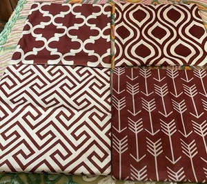 4 Geometric Designs Square Decorative Throw Pillow Cushion Covers 18” - Picture 1 of 7