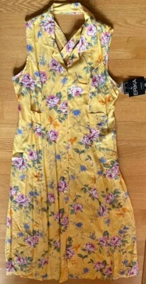 Vestido Camisa Larga Erika Amarillo Floral Nuevo con Etiquetas Talla XL Romántico Cottage Core Foto 1 de 4