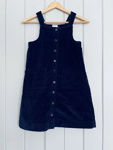 Crewcuts J. Crew Corduroy Pinafore Dress 10 Navy Blue BD564 Button Front Pockets - Picture 1 of 7