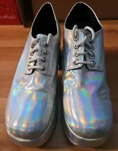Fancy Dress Disco 60's 70s Silver Men’s Platform Shoes UK9 EU 43 - Picture 1 of 5