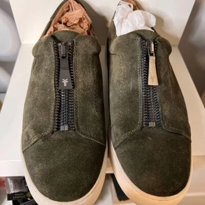 Frye Lena Olive 绿色麂皮绒拉链前运动鞋带拉链闭合 - 尺码 11 — 第 1/4 张图片