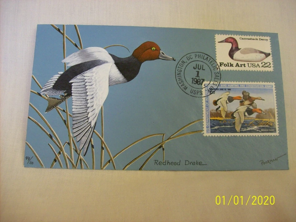 Poormon's cover for the Federal Duck stamp from 1987 & Folk Art  49/110 - Image 1 of 1