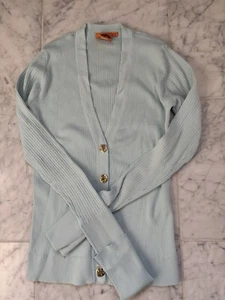 Tory Burch Simone Cardigan Light Blue Size M - Picture 1 of 4