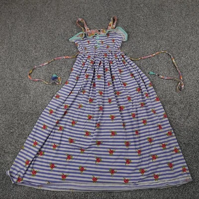 435 Matilda Jane Dress Girls 12 Blue White Floral Rose Flower Long Sleeve Preppy - Image 1 of 4