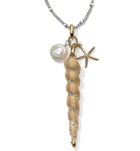 NWT Brighton UNDER THE SEA Shell Crystal Gold Silver Convertible Necklace $98 - Picture 1 of 5