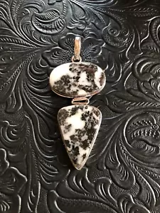 Artisan Southwest White Buffalo Turquoise Totem Pendant Shadow Bezel 3" - Picture 1 of 5