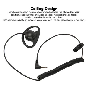 D Shape Single Side Earphone 3.5mm D Shape Ear Hook Earpiece With Coiling De AGS - Picture 1 of 12