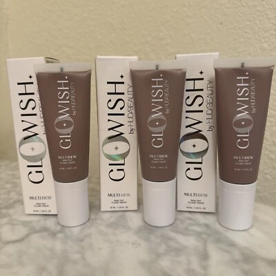 GloWish by Huda Beauty Multi Dew Skin Tint 1.35 oz Full Size Deep 11 LOT OF 3 - Image 1 of 4