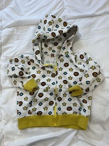 Bape Yellow Milo Kids Full Zip  Hoodie S authentic bathing ape 3T Flowers Stars - Picture 1 of 4