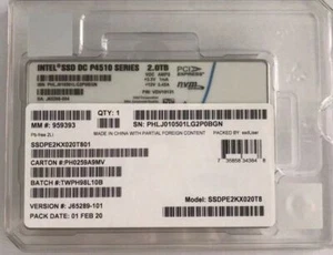 2TB Intel SSD DC P4510 Series NVME U.2 SSDPE2KX020T8 Solid State Drive - Picture 1 of 3