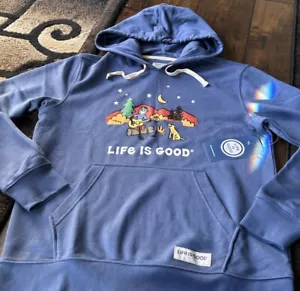 Life is Good Camping Jake Gitarre Herren Größe M Pullover Marineblau Hoodie Neu mit Etikett - Bild 1 von 9
