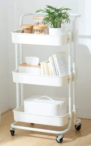 Micoe Carrelli Utilitari con Ruote, Pratica Maniglia e Cestello Portaoggetti in ABS, 3 Livelli - Foto 1 di 9