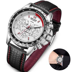 MEGIR Waterproof Men's Stainless Steel Analog Sports Quartz Military Wrist Watch - Picture 1 of 7