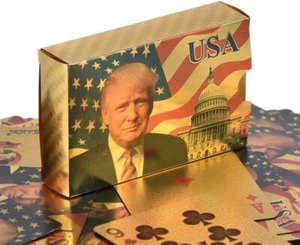 Donald Trump Gold Foil Waterproof Plastic Playing Poker Deck Game Cards USA - Picture 1 of 5