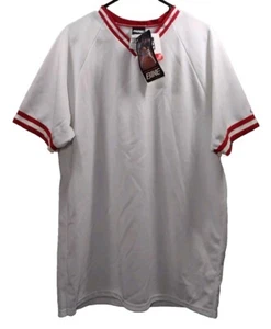 Vintage BIKE Athletic Baseball Jersey Shirt Mens XL White/Red 90s NOS NWT BLANK - Picture 1 of 10