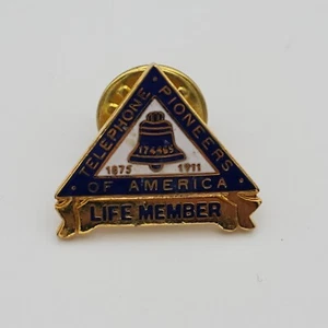 Telephone Pioneers of America Life Member Pin Triangle Shape Lapel Hat - Picture 1 of 4