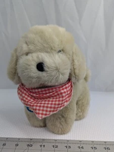 Dakin Tan Dog Plush Puppy Bandana 9 Inch 1985 Stuffed Animal Toy - Picture 1 of 10