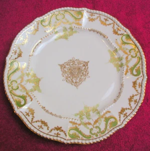 Elite L Bawo & Dotter (Gold Swag Green Scroll) 9 5/8" SPEISETELLER GUC - Bild 1 von 5