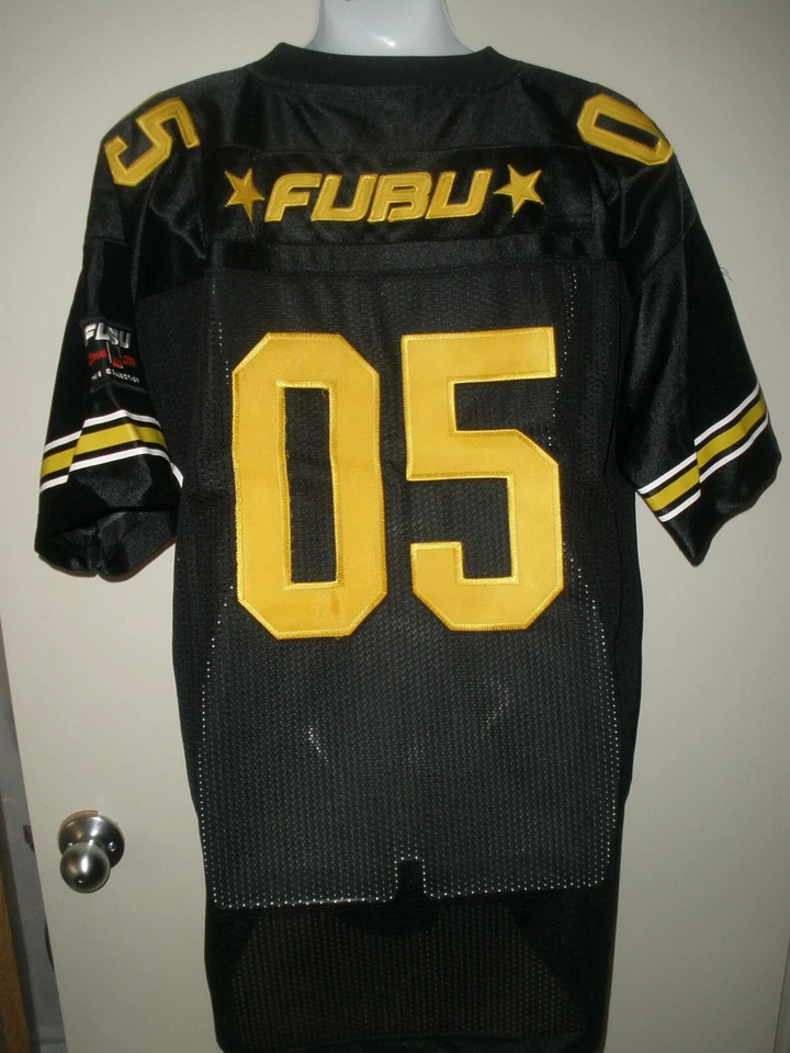 #874 Vintage Fubu 05 Youth XLarge (20) Football Black Gold Heavy Jersey Limited - Image 1 of 4