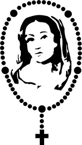 Adesivo decalcomania vinile Virgin Mary rosario perline croce auto camion finestra laptop - Foto 1 di 2