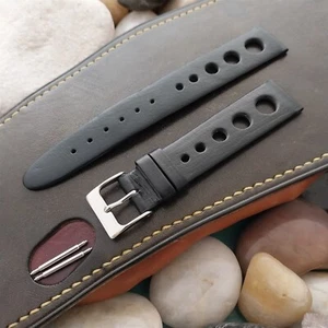18mm Rally GT Black Tapered Leather Hirsch Classic nos Unused Vintage Watch Band - Picture 1 of 5