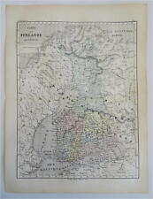 Finland Scandinavia Baltic Sea Russian Empire c. 1855 Dufour hand color map