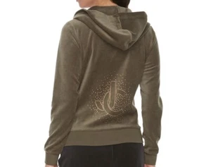 Juicy Couture Velour Track Jacket Women's Size Small Full Zip Hoodie GRAPE LEAF - Picture 1 of 5