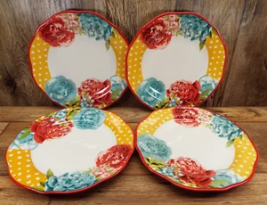 Set Of 4 Pioneer Woman BLOSSOM JUBILEE/ YELLOW Floral Dinner Plates 10.5 Inch - Picture 1 of 3