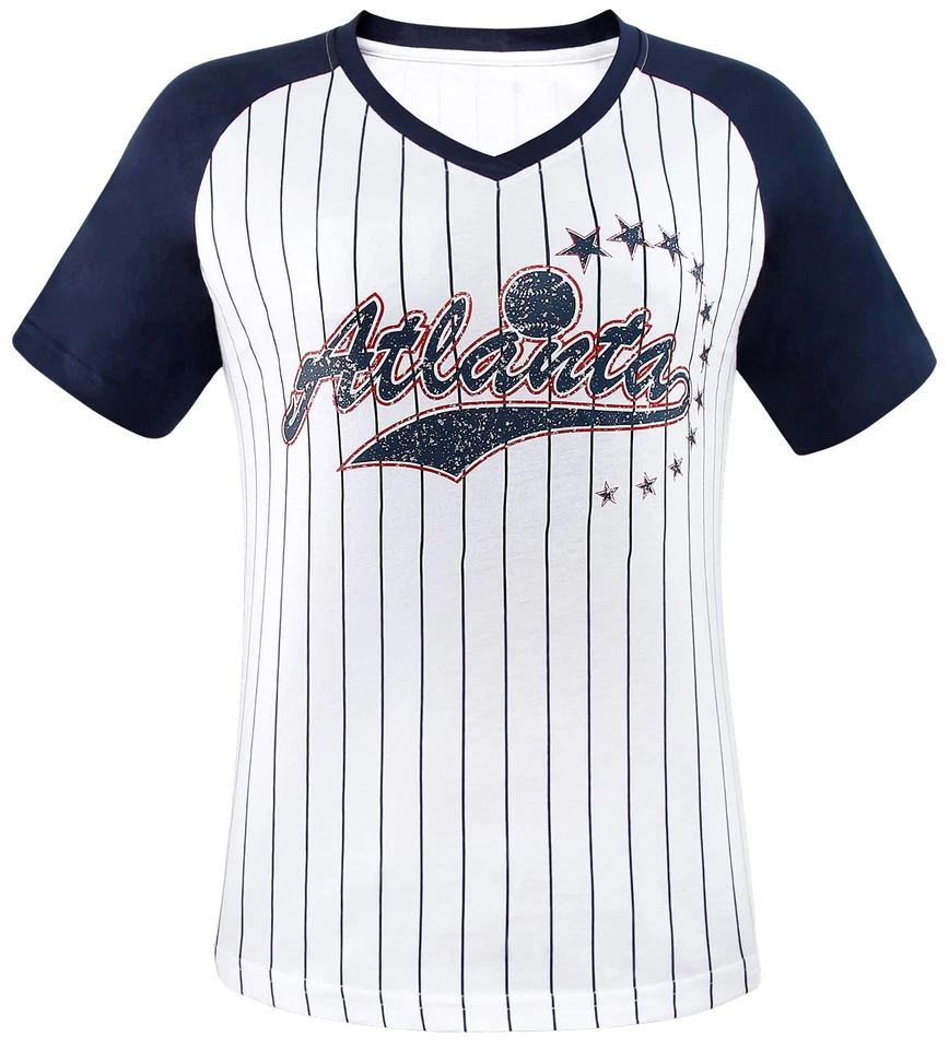 Camiseta feminina listrada Atlanta tamanho grande - Imagem 1 de 1