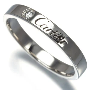 Auth Cartier Ring Diamond C de Cartier Wedding Band EU54 950 Platinum - Picture 1 of 4
