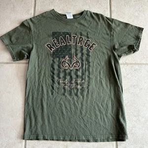 Realtree Sz Medium / Small T-Shirt Green Pink Outdoors Hunting Girls - Picture 1 of 5