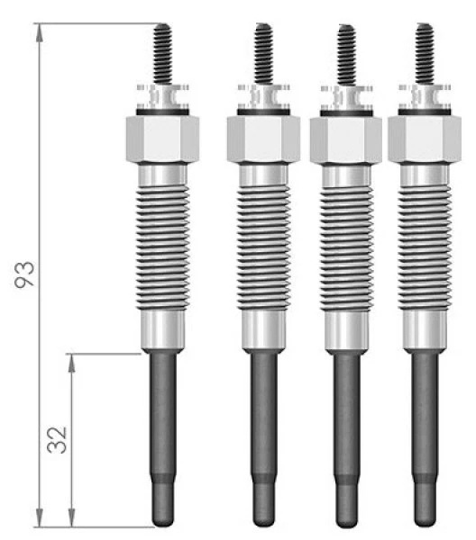 4 Bougies de Préchauffage (15 refs) pour Toyota Cressida A Trois Volumes VW Taro - Photo 1/1