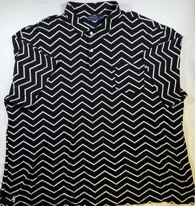 Polo Ralph Lauren 3XB Schwarz Weiß Zickzack Polo Tasche Shirt Kurzarm - Bild 1 von 8