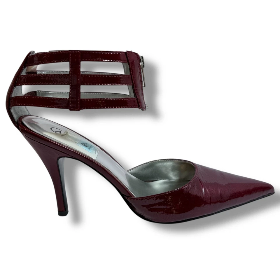 Tira de tornozelo Carlos Santana convertida couro envernizado vermelho em excelente estado usado 9,5 - Imagem 1 de 4