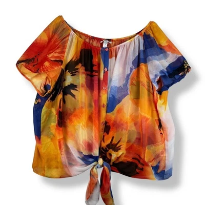 Top Abstracto Mujer Talla Grande 3X Y2k Años 2000 Vibrante Colorido Artístico Indie Hecho en EE. UU. Foto 1 de 4