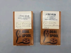 2 Vintage Dual Spool Business Machine Black Ribbons, #7 & #4 Black Nylon, SEALED - Picture 1 of 4