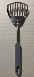 Vintage KOCO Japan Slotted Serving Spoon  Blue Handle Stainless Steel Retro - Picture 1 of 3