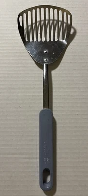 Vintage KOCO Japan Slotted Serving Spoon  Blue Handle Stainless Steel Retro - Image 1 of 3