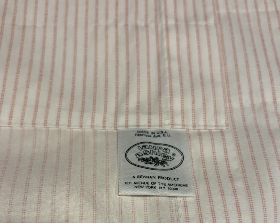 "Cortina de doble cortina a rayas rosa Laura Ashley 80"" X 84 convertible de colección" Foto 1 de 3