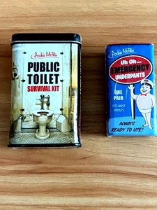 LOT 2 NEW Archie McPhee Public Toilet & Emergency Underpants Gag Gift Prank - Picture 1 of 7