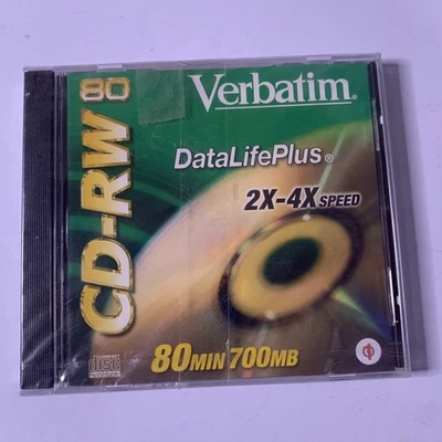 Verbatim CD-RW 80min 700MB DataLifePlus 2X-4X Speed NEW Sealed - Image 1 of 2