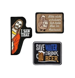 Patch Klett Flausch Aufnäher Aufbügler Jesus Beer water NEU - Bild 1 von 5