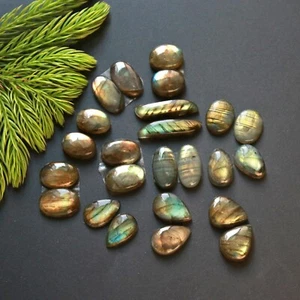 Lote de 12 pares de piedras preciosas cabujón labradorita natural de 138 quilates 25x5-13x10 mm #14854 - Imagen 1 de 8