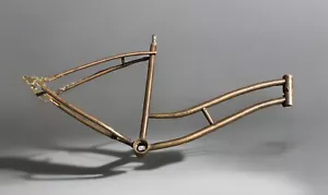 Vintage Bike Frame Copper Plated Garage Art Repurpose Project - Patina - - Picture 1 of 8