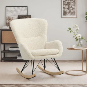 Stühle Schaukelstuhl Gepolsterter Schwingsessel Relaxstuhl Lehnstühle Ruhesessel - Bild 1 von 9