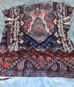 APT 9 T-shirt blusa taglia 3x manica corta impreziosita da perline e bordo in pizzo - Foto 1 di 5