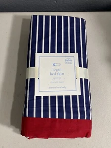 Pottery Barn Baby Cotton Striped Logan Crib Bed Skirt Nursery 28x52 NWT $79 - Picture 1 of 5