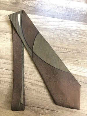 Corbata de cuello vintage Bugle Boy abstracta marrón verde negro 58" x 3,5” EE. UU. USADA EN EXCELENTE ESTADO Foto 1 de 4